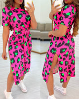 DivaLeopard™- Vestido con estampado de Leopardo | Entallado con abertura
